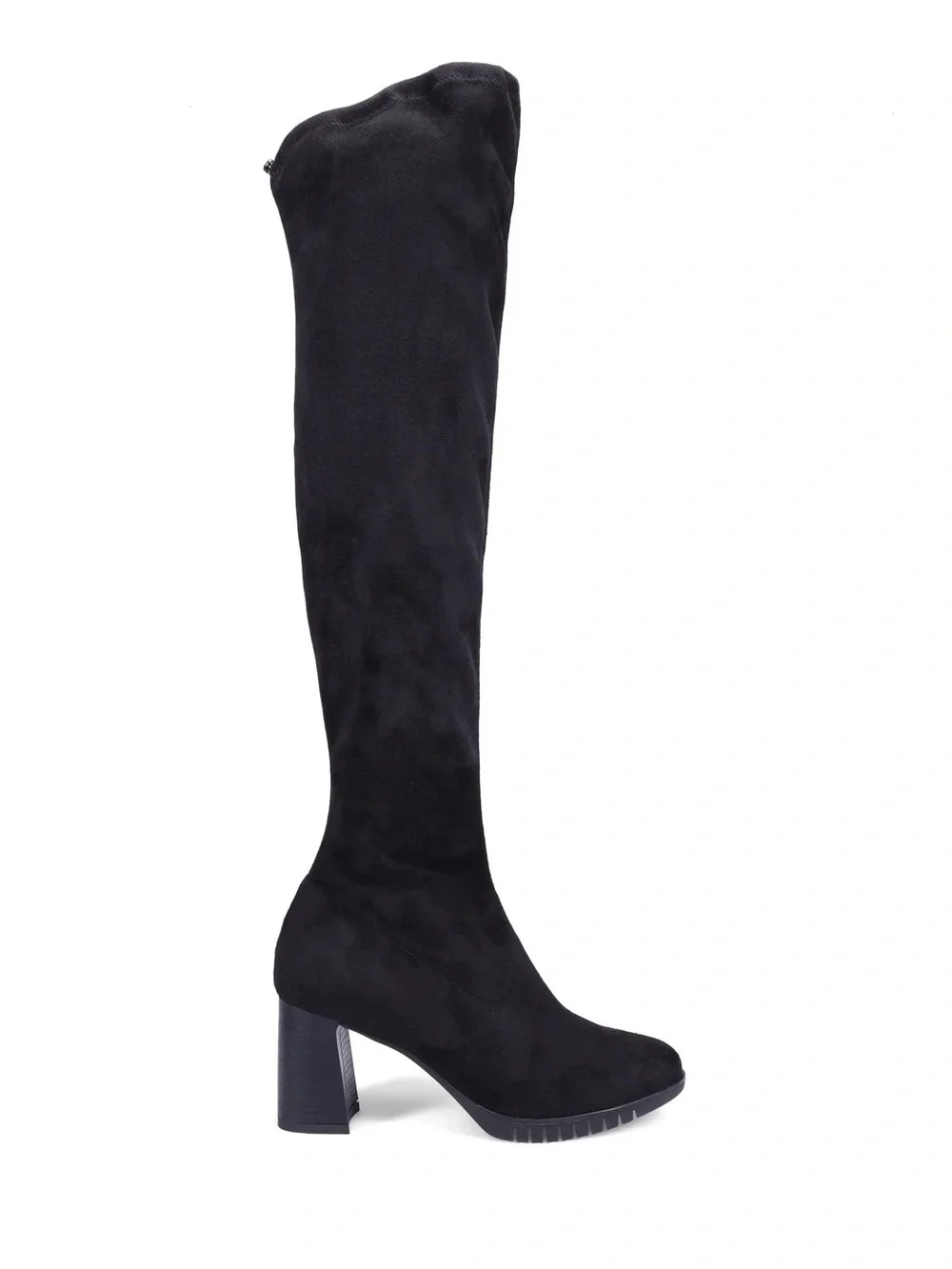 Black Over-the-Knee Block Heel Boots